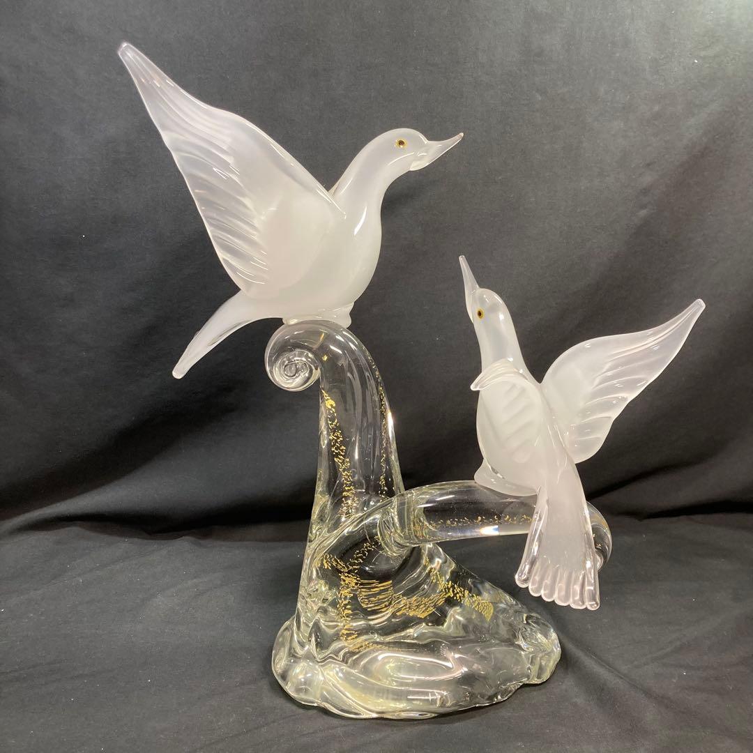 【美品】マルティグラス 鳥 ガラス工芸 置物