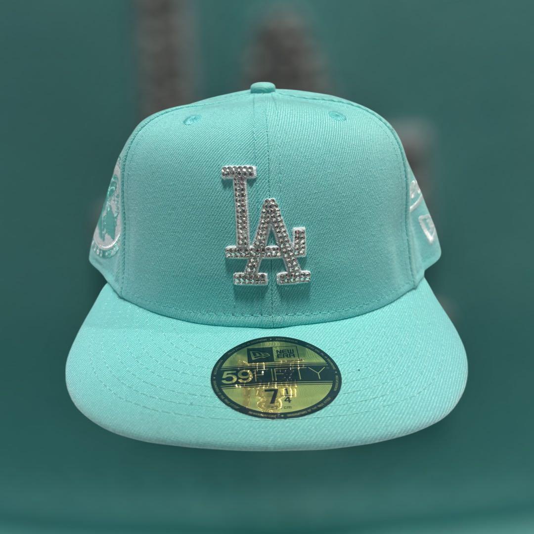 極希少　newera ターコイズブルー　ジュエリーカスタム　1/4