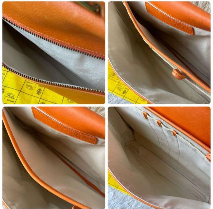 希少　フェリージ 　ブリーフバッグ ビジネス　トートバッグ　レザー　茶　オレンジ