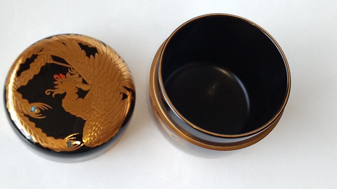 吉田華正 作 鳳凰蒔絵 大棗 螺鈿細工 共箱 共布 栞 漆器 棗 茶道具 新品