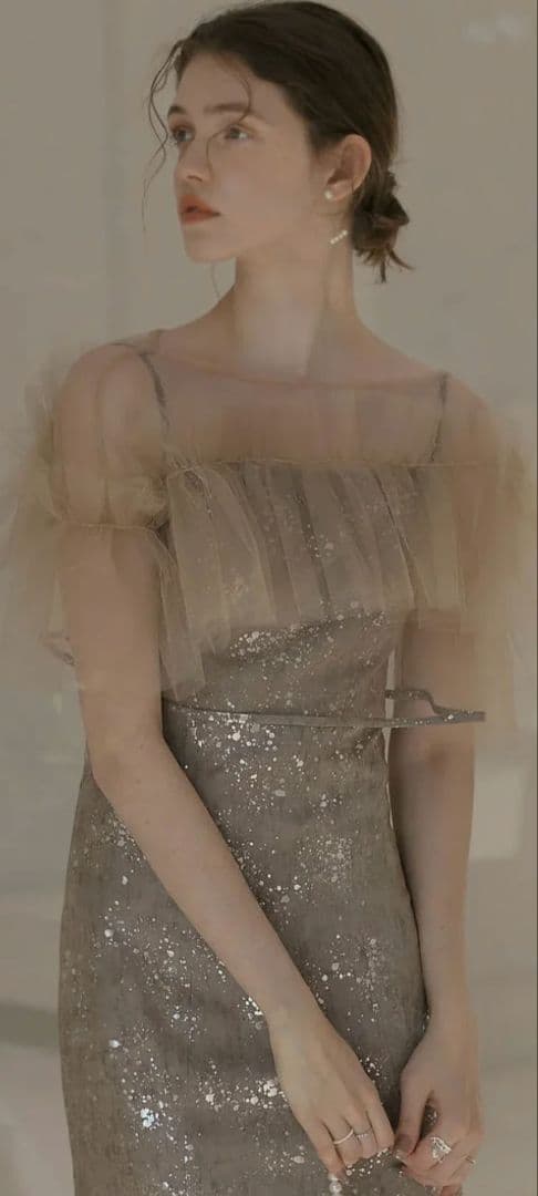 Leja チュールフリルボレロペイントマーメイドワンピースドレス