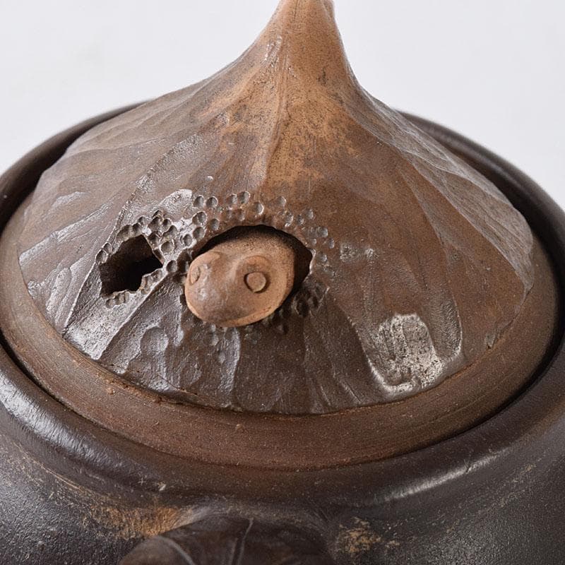 煎茶道具　秋田焼　奥田道遊造　からくり　蛙急須　だるま湯呑　3点　M　7679