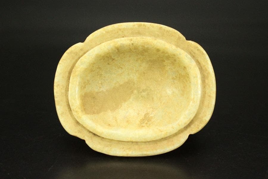 中国美術 砡石 刻 饕餮紋 香炉 置物(ZE575)