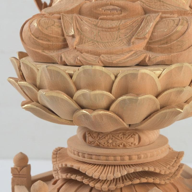 仏教美術　桧彫刻　釈迦如来座像　仏像　蓮華台　C　9251