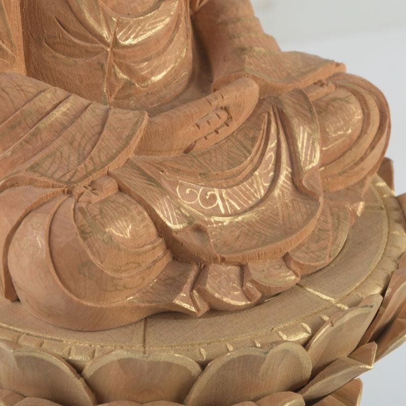 仏教美術　桧彫刻　釈迦如来座像　仏像　蓮華台　C　9251