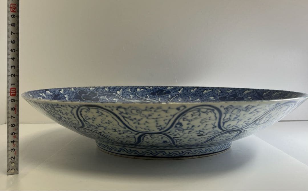 江戸中後期　古伊万里　極美品　染付鳳凰文大皿　約46.5㎝東Y7-1212☆2F