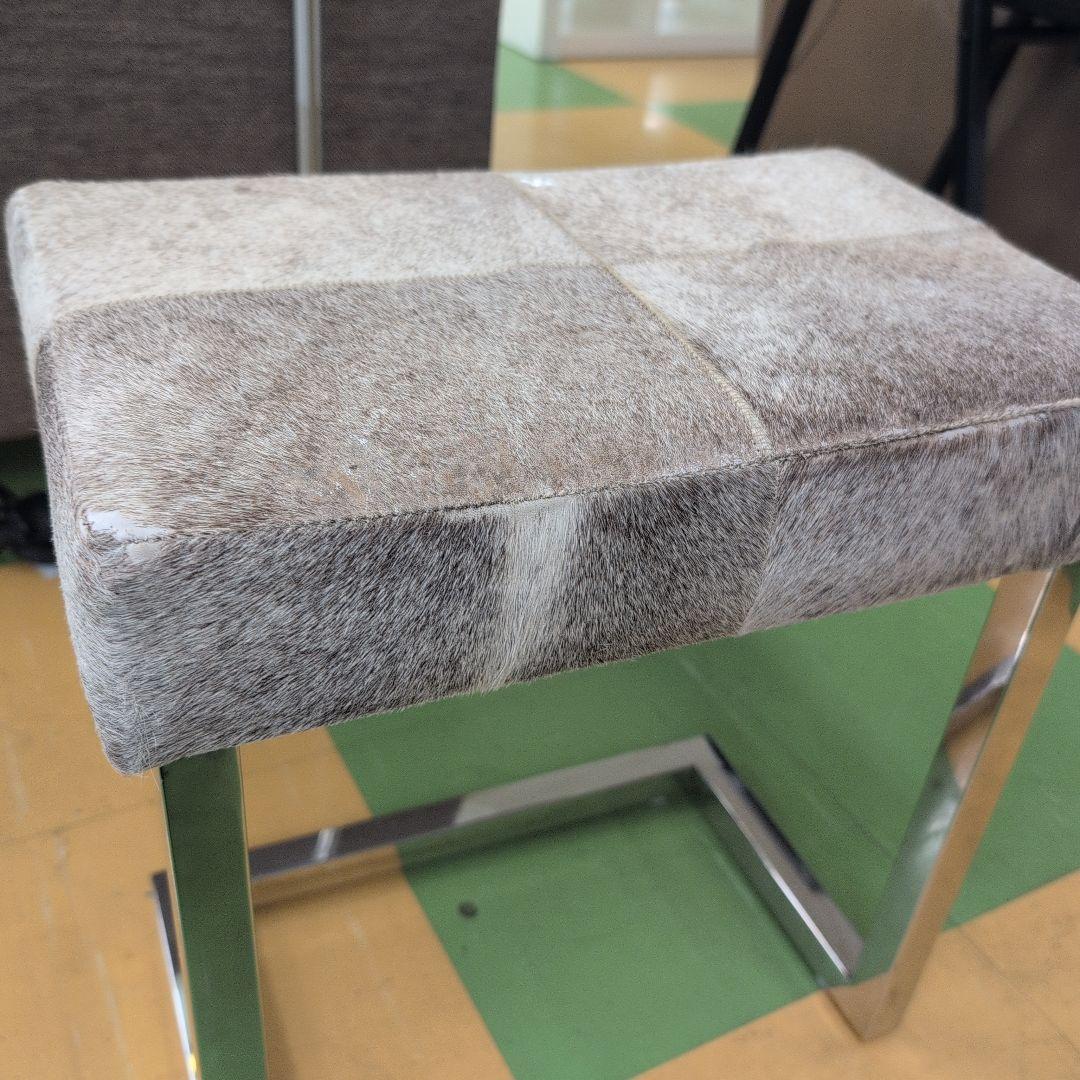 スツール リアルファー おしゃれ 北欧 玄関スツール グレー Grey