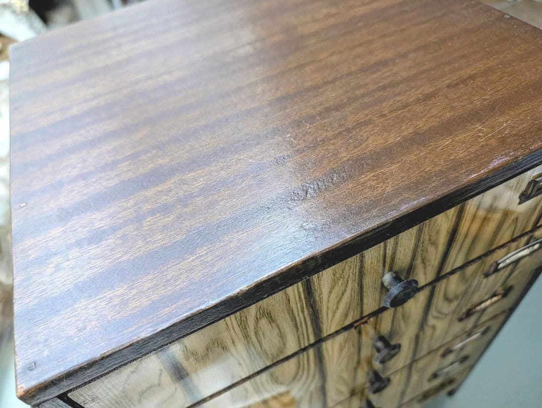 昭和ヴィンテージ✨️ネームプレート付き 木製 6段引き出し チェスト　古道具