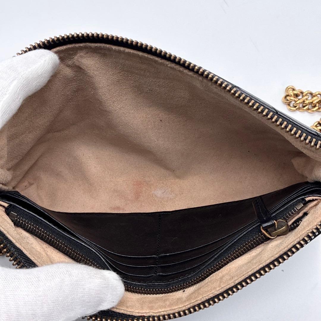 グッチ GGマーモント チェーンウォレット 黒 ゴールド金具 443447