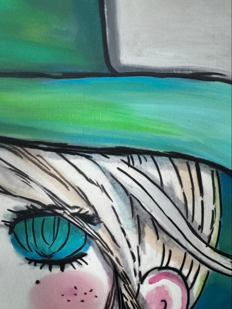 水森亜土/少女画/F10号/絵画/額縁/油彩画/肉筆/手書き