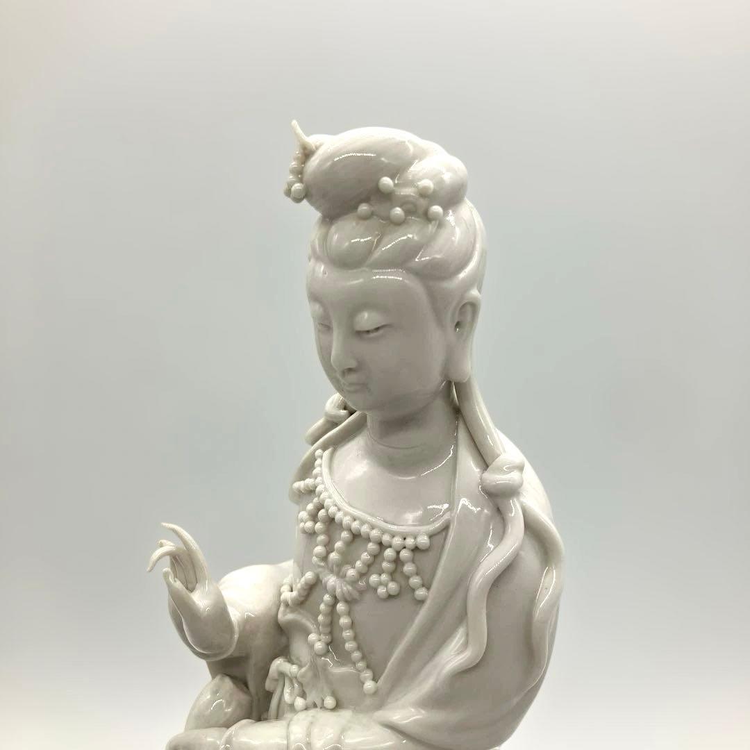 中国美術 白磁觀音 観音菩薩立像 高さ約30cm 徳化窯 ヴィンテージ