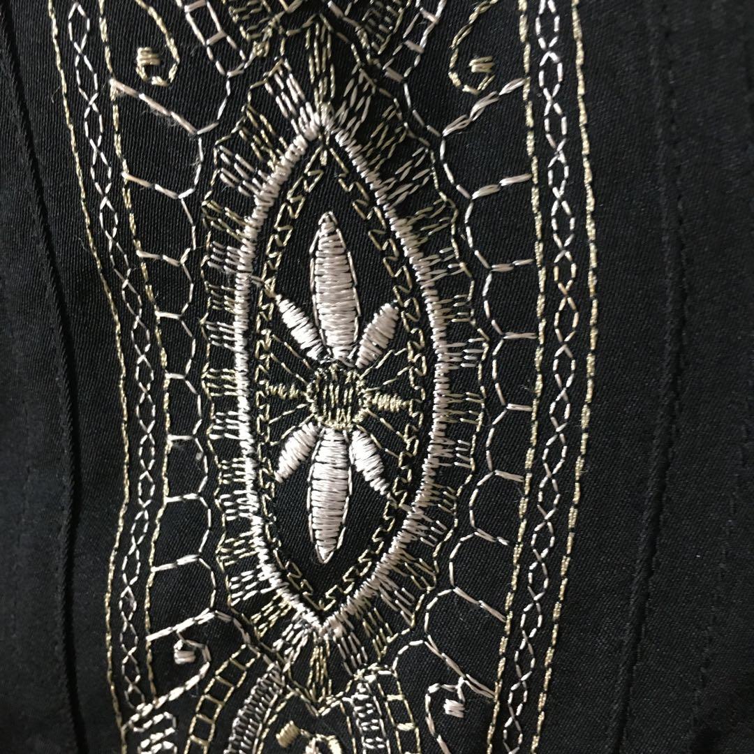 【個性派古着】長袖総柄デザインブルゾン　豪華刺繍入り　ヨーロピアン調　LL