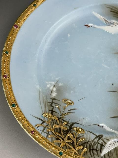 オールドニッポン 志水禄之助商店 21.9㎝ 白鳥 ガチョウ プレート 皿