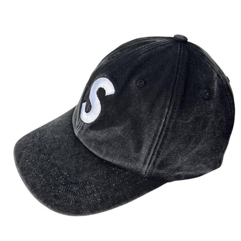 ●3120_1 Supreme キャップ ピグメント Sロゴ 6パネル 黒