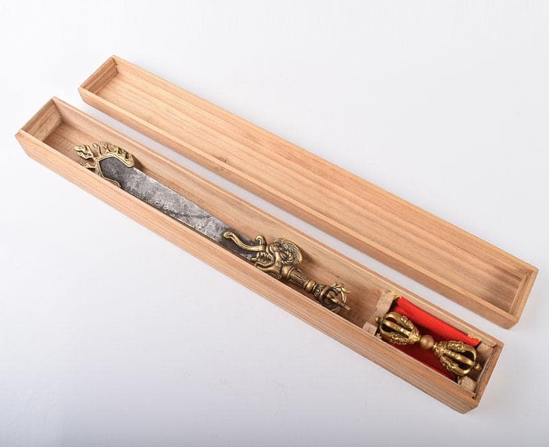 チベット密教法具　銅鍍金　文殊菩薩　利剣　ガドゥガ　八鈷杵　金剛杵　V4138B