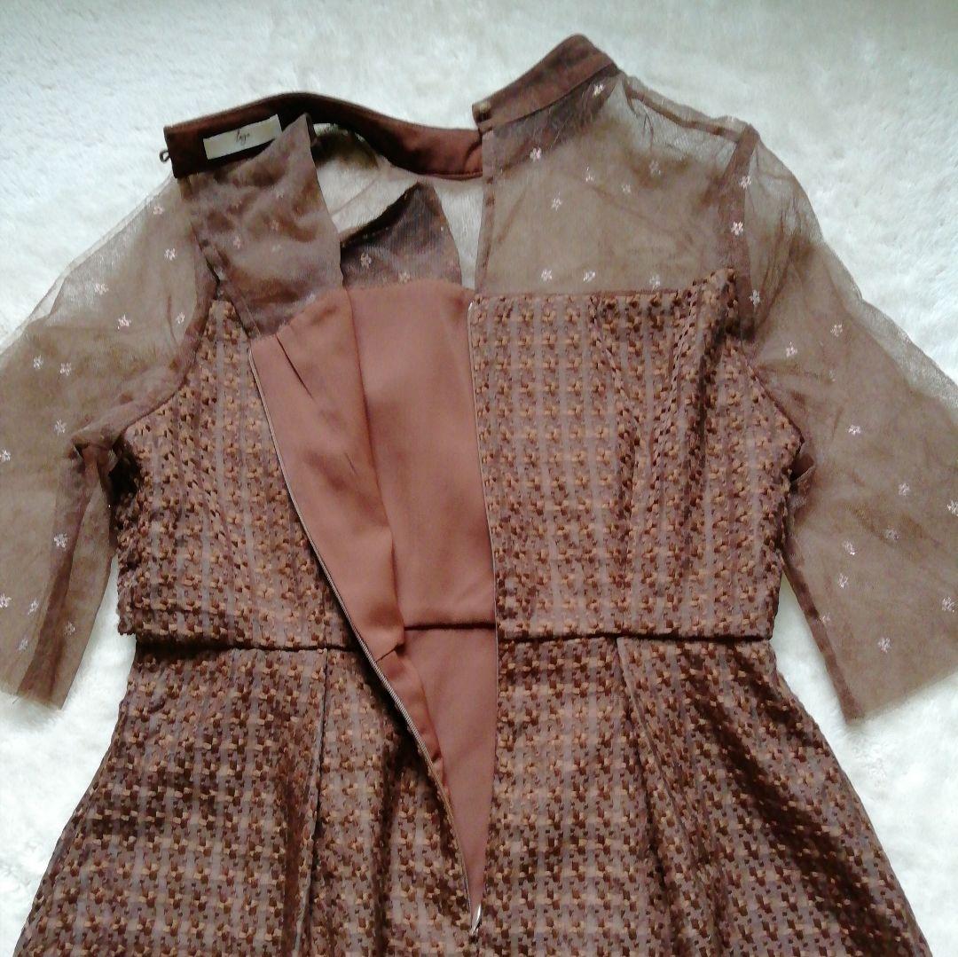 Leja ワッフルワンピース ロング ドレス 結婚式 オケージョン フレア S