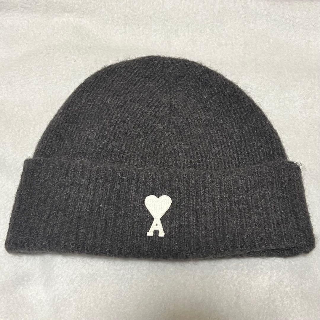 【美品】 AMI PARIS アミパリス ニット帽 ダークグレー